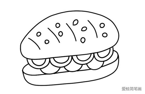 轻松学画汉堡包简笔画：详细步骤一学即会 1