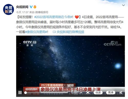 2022年全年流星雨观测时间表 2