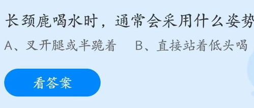 长颈鹿喝水时，通常会采用什么独特姿势？ 3