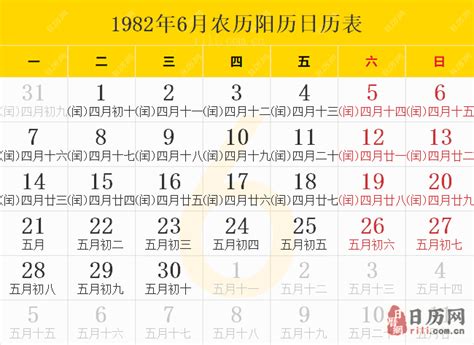 1982年：农历与阳历的完美交汇对照表 3