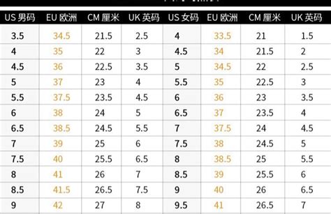 欧版鞋码与国内尺码对照表：轻松选购合脚美鞋 4
