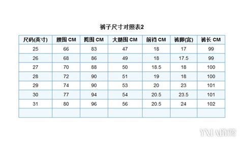 腰围尺码精准换算指南：轻松选对裤子码数 2