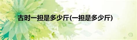 一担等于多少斤？快速换算指南！ 3