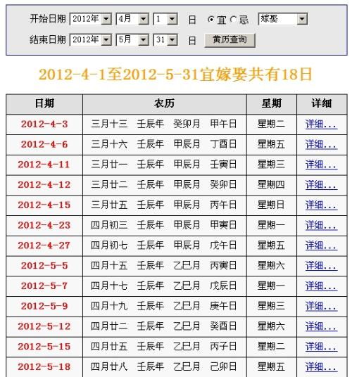 2012年结婚吉日黄历查询指南 2