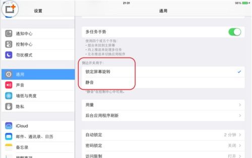 如何轻松设置苹果平板电脑的屏幕旋转功能 2