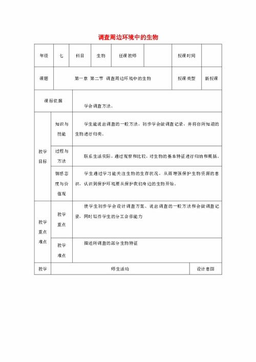 打造周边生物探索：一步步制作生物调查表的精彩指南 2